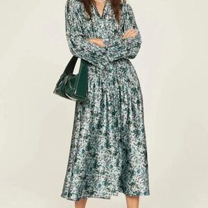 Vince Berry Blooms Pleated Shirt Dress Size XL  NEW WITHOUT TAGS $565 Retail